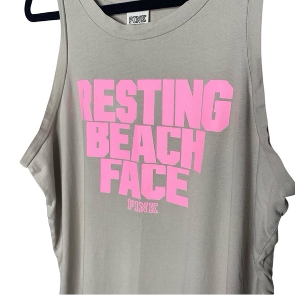 PINK Victoria Secret Graphic Tank Resting Beach Face XS - Picture 4 of 5